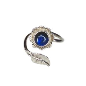 Handmade Floral Natural Blue LABRADORITE Sterling silver Ring Size 7